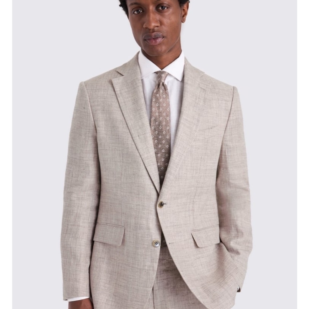 Men's Beige Linen Suit - Picture 2 of 16